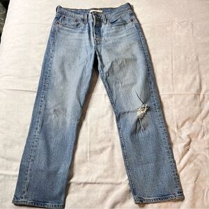 Levi’s Wedgie Denim Distressed Straight Leg Jeans